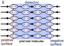 polarized molecules in a dielectric