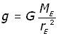g at a distance r - equation #8