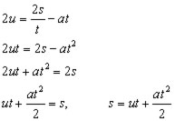derivation of s=ut+half at squared