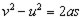 v squared minus u squared equals 2as