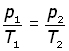 pressure equation for two values of pressure and temperature