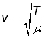 wave velocity in terms of string tension and mass per unit length