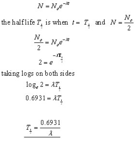 derivation of half life